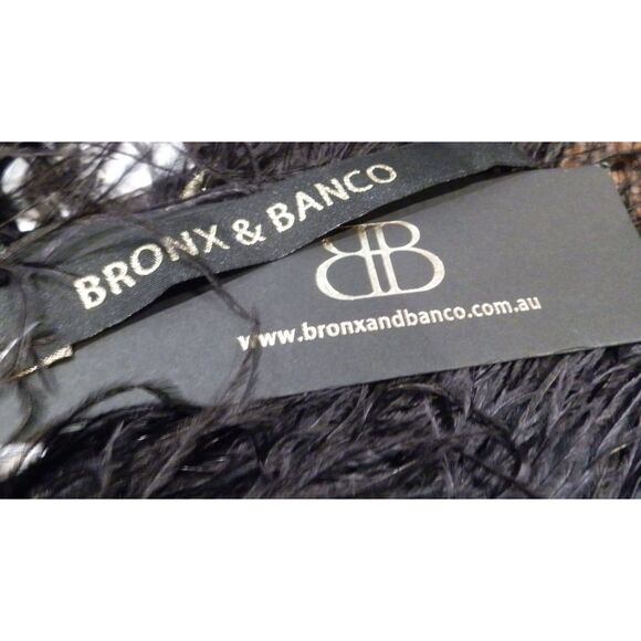 Bronx and Banco Afiya Ostrich Feather Noir Top Women's Size 6/M NWT - Picture 3 of 3